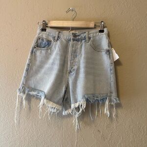 The Impeccable Pig Distressed Light Blue Denim Shorts Size Small NWT